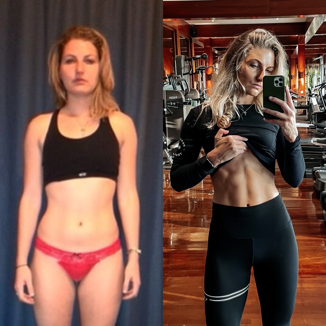 Simone's own before and after transformation